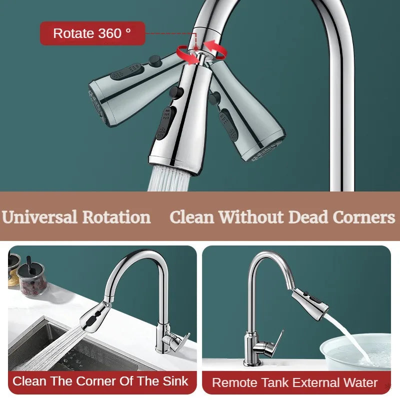 GEGVE Removable Kitchen Faucet  Flexible Head Hot Cold Faucets Tap Tap Mixer Manual Black for Kitchen Sink Adapted To Israel