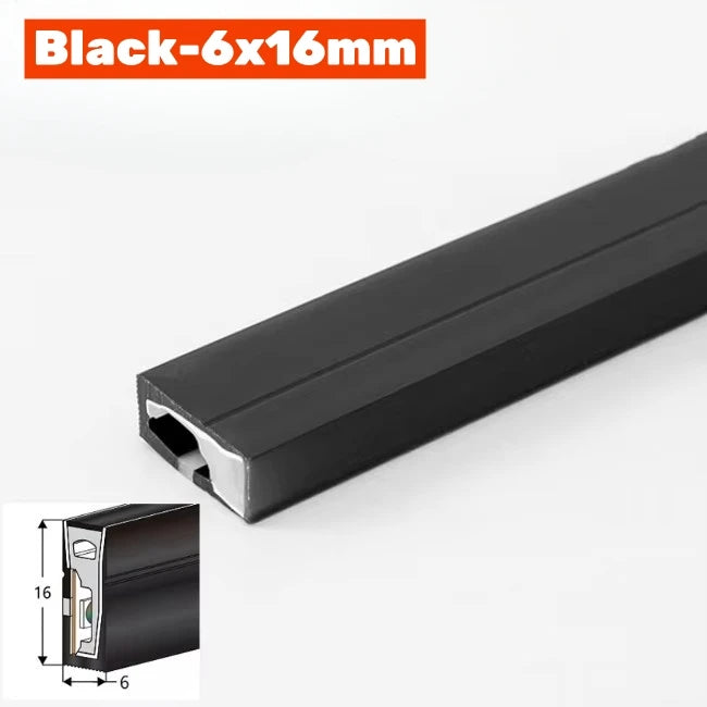 1-5m Black Silicone Tube LED Neon Light DC12V Flexible Recessed Diffuser Channel Waterproof Wall Ceiling Ribbon Rope Strip Light