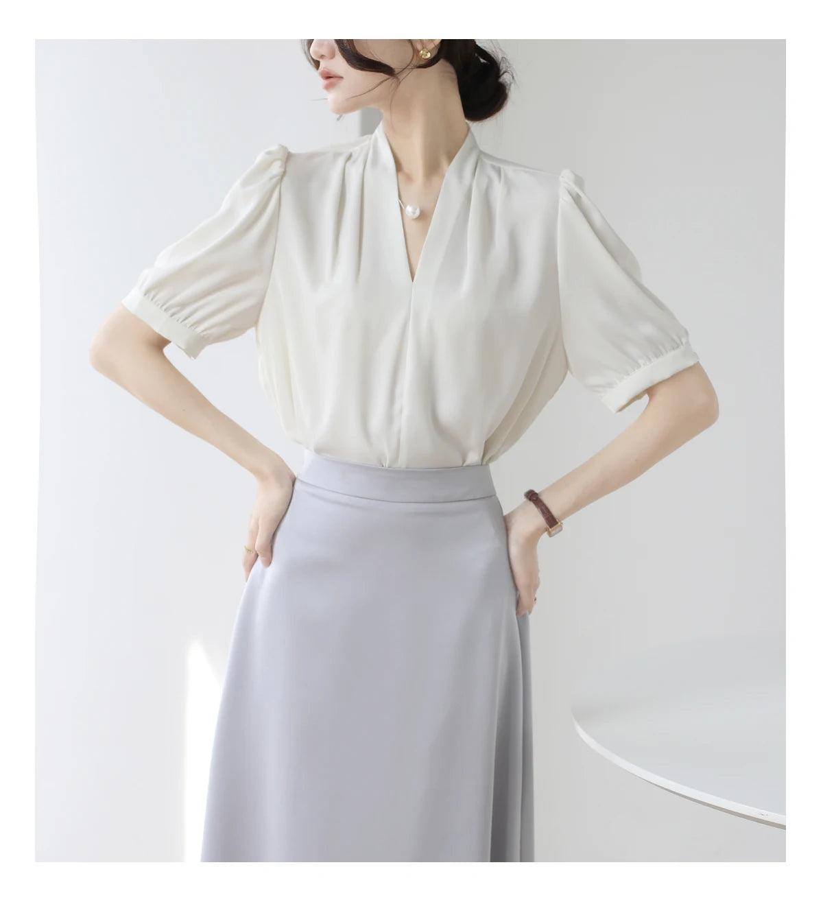 2025 Fashion Summer Short Sleeve V-Neck Women Blouse White Blouse Shirt Women Tops Blouses Shirts Blusas De Mujer Camisas P856.