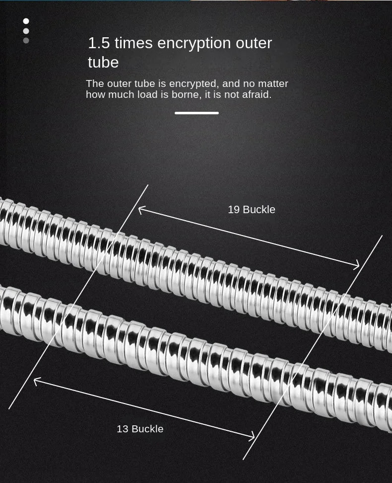 Shower Hose 1.5/2M Black/Silver Flexible Shower Hose Stainless Steel Long Bathroom Shower Pipe Extension Bathroom Accessories