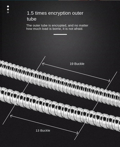 Shower Hose 1.5/2M Black/Silver Flexible Shower Hose Stainless Steel Long Bathroom Shower Pipe Extension Bathroom Accessories