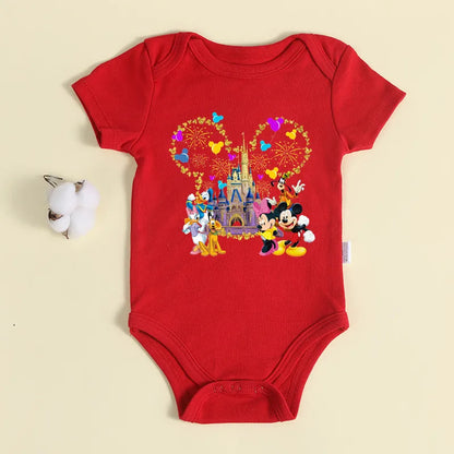 Weihnachten Neugeborene Baby Roten Strampler 100% Baumwolle Baby Mickey Print Infant Outfit Baby Mädchen Jungen Body Disney Kleidung Weihnachten Geschenk