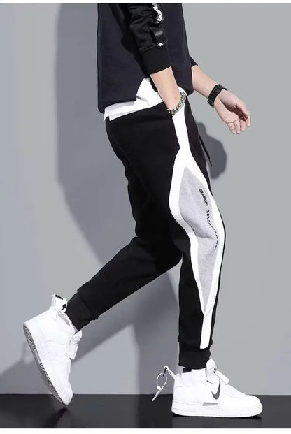 Men Black Pants Hip Hop Drawstring Jogger Fashion Comfortable Trousers Male Casual Sweatpants Loose Elastic Waist Sportswear.