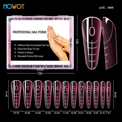 MOWOT 120pcs New French Nail Dual Forms with Rim Inside Quick Building Gel Mold Full Cover Extension Top False Tips Nail Forms.