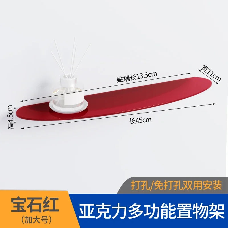 Bathroom Living Room Display Seamless Punch-free Fashion Decoration Color Acrylic Semi-circular Shelf Decoration Rack Storage