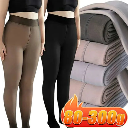 New Women‘s Thermal Leggings Winter Warm Sexy Elastic Translucent Pantyhose Female Fleece Thermal High Waist Thicken Tight Pants