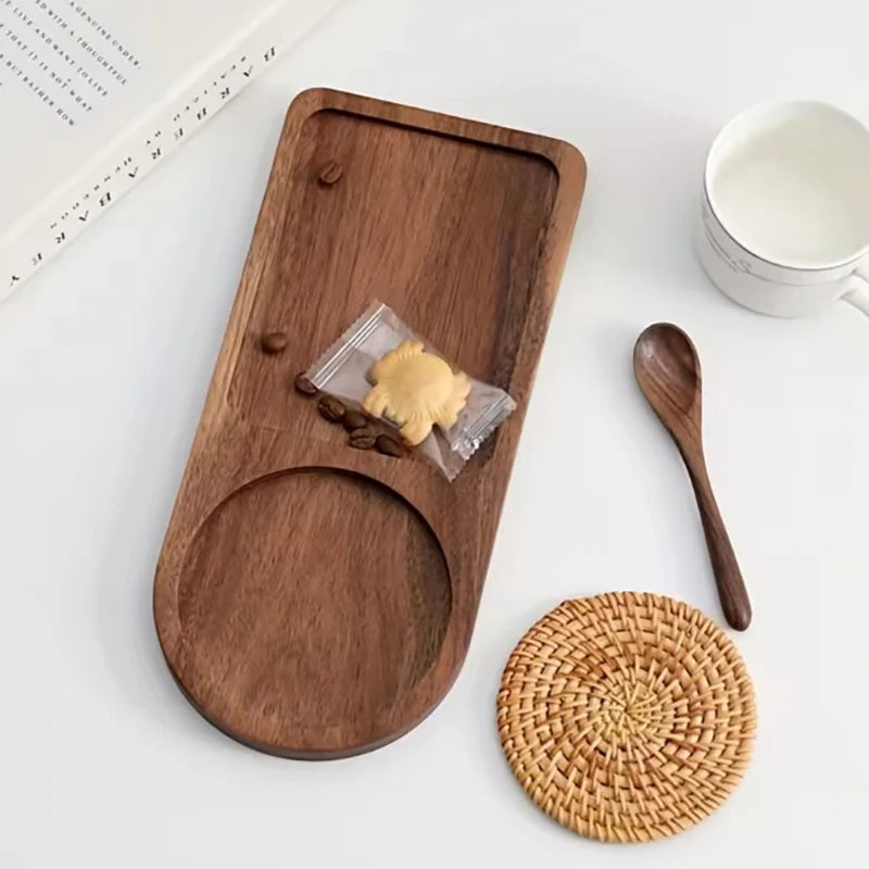 Wooden Tea Coffee Tray Fruit Dessert Candy Plate Table Decoration Bread Snack Food Dish Tray Decorative Tableware Home Kitchen.
