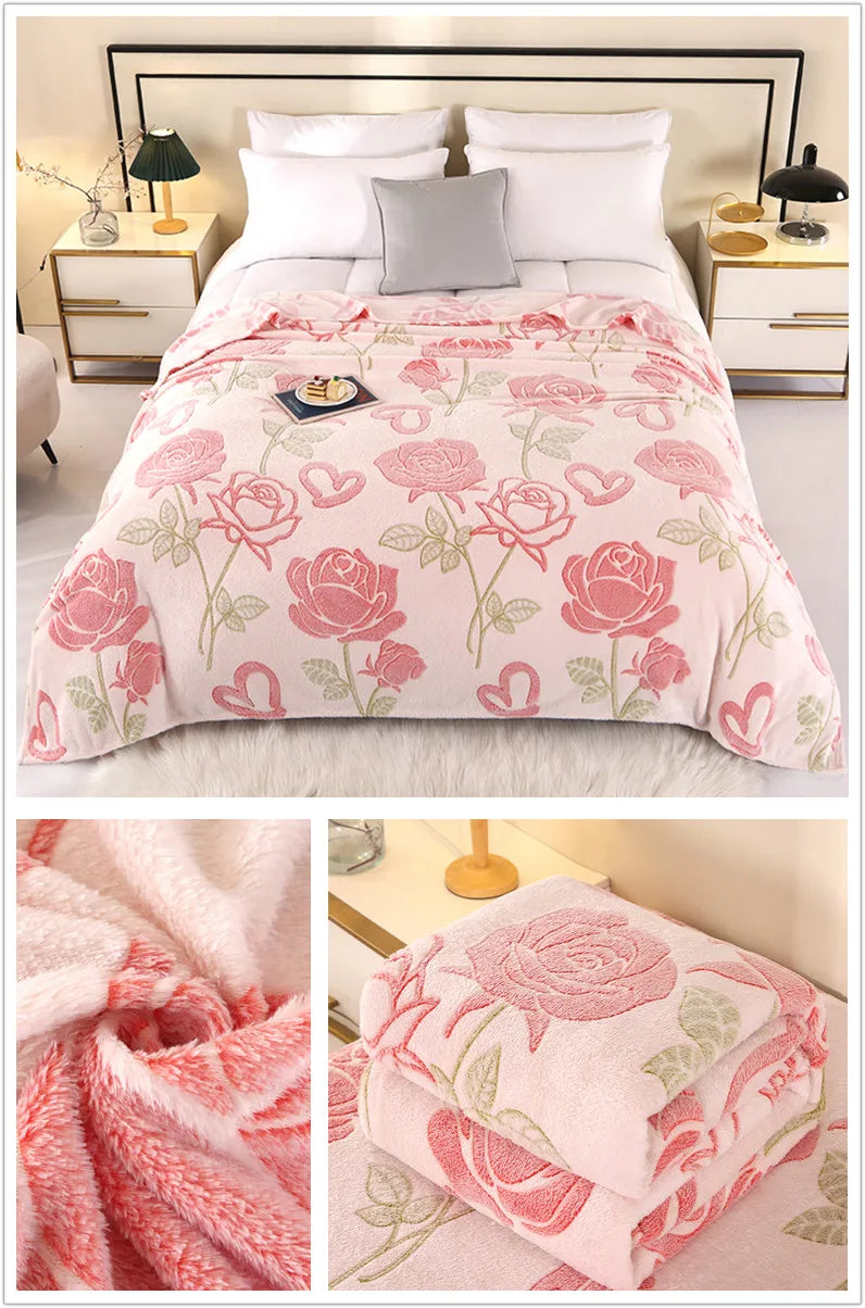 Bonenjoy 1pc Blanket Floral Style Bedspread Fleece Blanket Plaid Travel Shawl Sofa Nap Blankets Home Bedsheet manta.