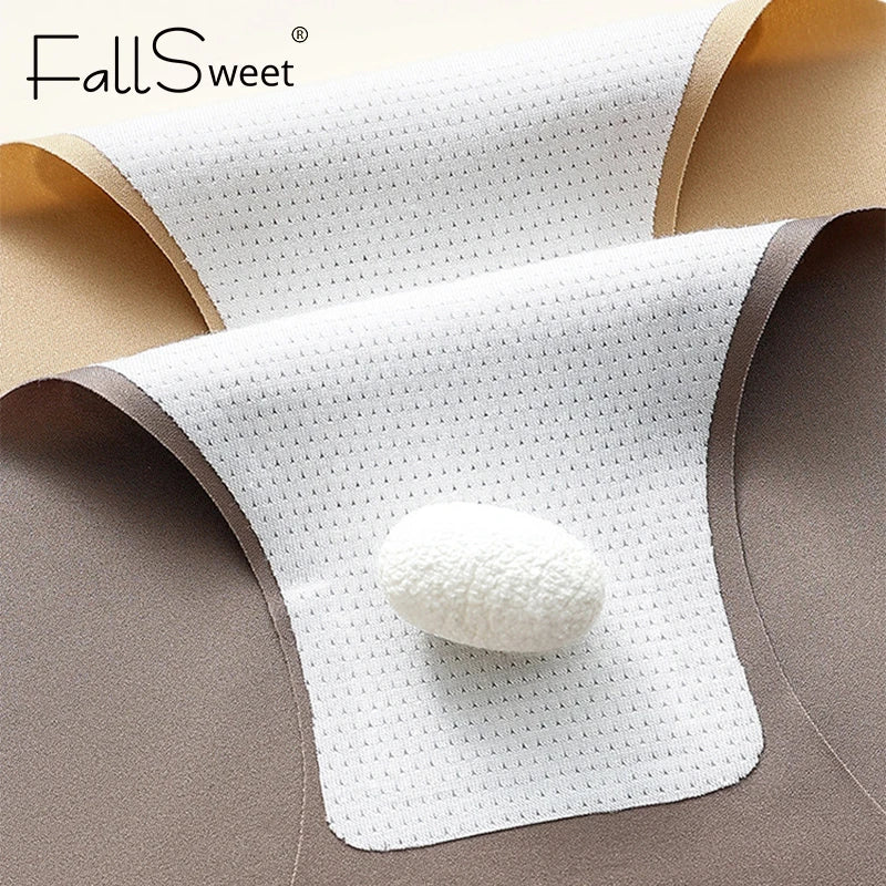 FalllSweet 4PCS Seamless Panties for Woman Ice Silk Underwear Soft Thin Briefs Women's Underpants Fashion Sexy Female Lingerie.