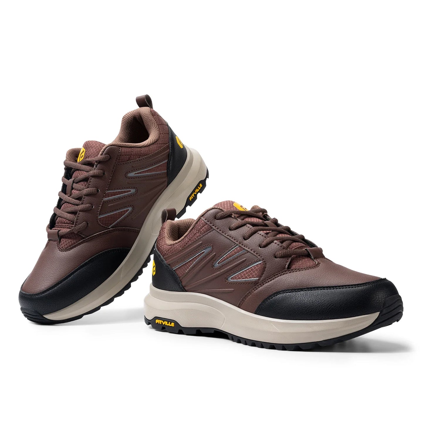 FitVille Men'S Widened Hiking Waterproof Outdoor Work Hiking Shoes With Arch Support To Relieve Heel Pain Lightweight Non-Slip