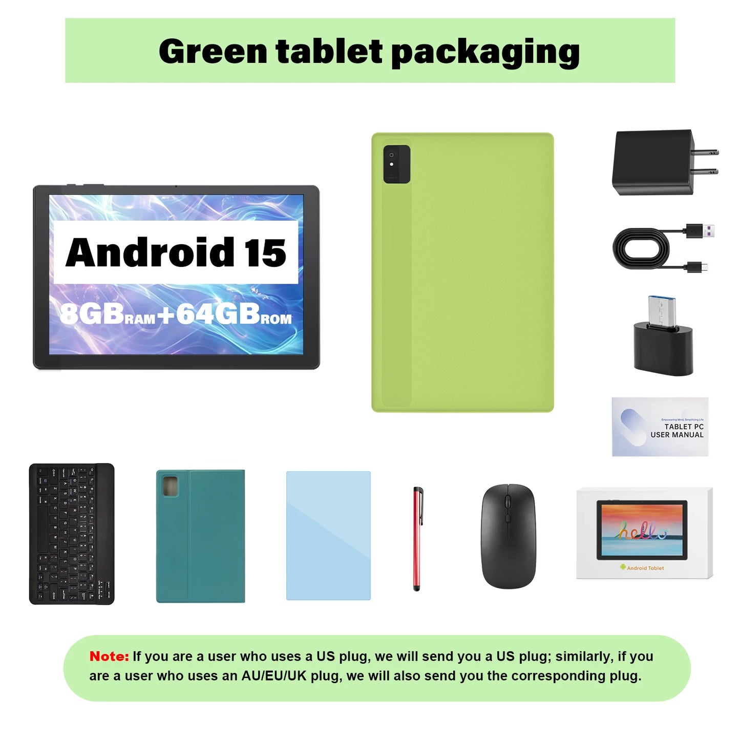 ANRY 2025 Android 15 IPS Display 10.1 Inch 8GB(4+4 Expand) RAM+64GB ROM Tablet 5000Mah Dual Camera 5GWifi A523 Octa-core Tablets.