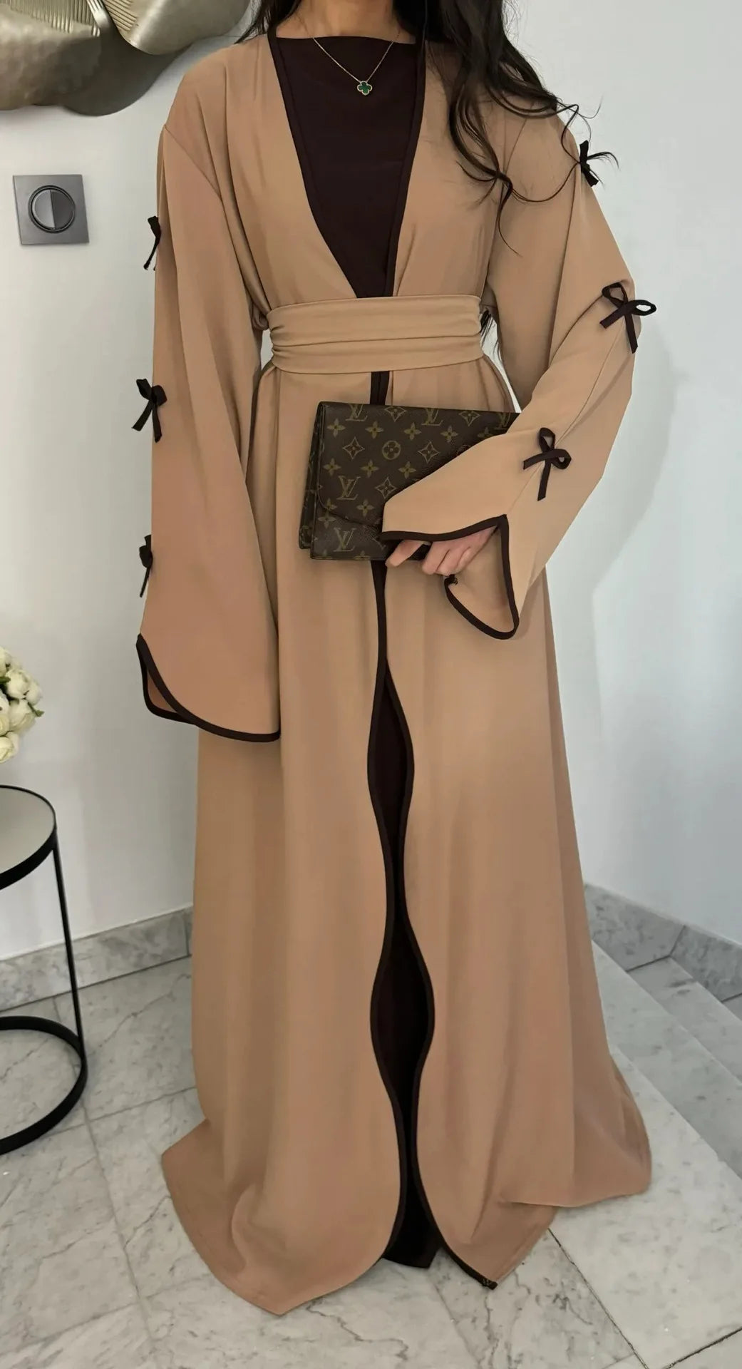 Eid Bow Abaya Women Cardigan Dress Muslim Party Caftan Robe Jalabiya Morocco Dubai Kaftan Islam Vestidos Largos Ramadan 2025