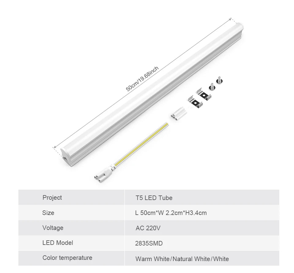 6500K 3000K 4000K 50cm Tube T8 /T5 LED Light Bar 15W 25W Ceiling Lamp School Office Decor Lighting Fluorescent Replace.
