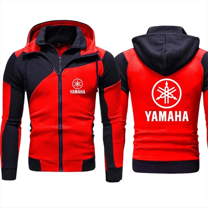 Men's hooded printed motorcycle jacket pullover hooded sweatshirt bicycle jacket racing zipper hooded sweatshirt.