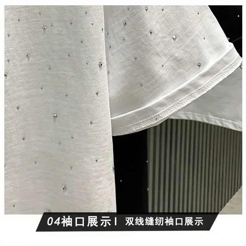 New Luxury Men's T-shirt Hot Diamond Printed Half Sleeve Fashion Round Neck Casual Summer High-end Men Tops T Shirts