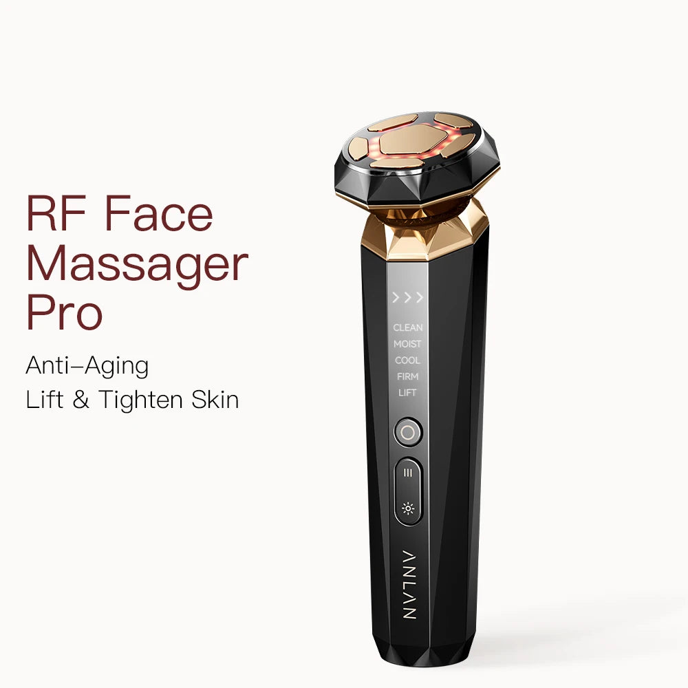 ANLAN Multifunction Skincare Device Pro 18K Gold Face Radio Frequency With Hot Cold EMS Facial Lifting Beauty Skin Care Massager.