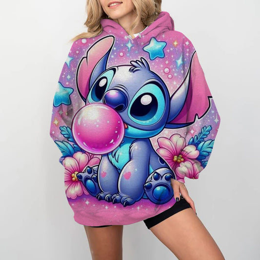 Disney Stitch Print Cartoon Kapuzenpullover Jacke Kleidung Hoodie Oversize Design Gefühl locker und bequem.