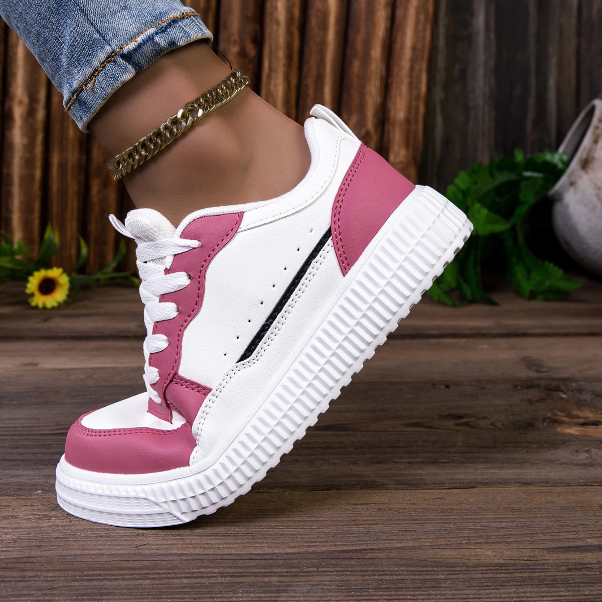 YRZL Leather Sports Women Casual Shoes Lightweight Running Shoes Platform White Sneakers Men Outdoor Breathable Sport Shoes.
