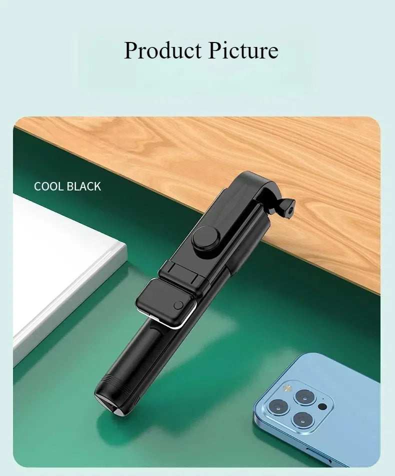 Cell Phone Selfie Stick Tripod Blue-tooth Remote Wireless Selfi Stick Phone Holder Stand with Beauty Fill Light for Phone