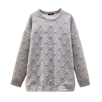 150Kg Plus Größe frauen Fehlschlag 157 Frühling Herbst Neue Liebe Drucken Lose Schlanke Sweatshirt Schwarz Grau Haut 6XL 7XL 8XL 9XL 10XL.