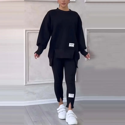 New Women's Fashion Casual Sweatshirt + Trousers Cover Autumn Winter O Neck Long-sleeved Hoodie Women's Suit Sports 2piece Set.