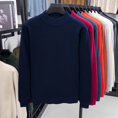 Half Turtleneck Knitwear Sweater New Autumn/Winter Mock Neck Sweatshirts Solid Color Pullovers Man Brand Casual Mens Clothing