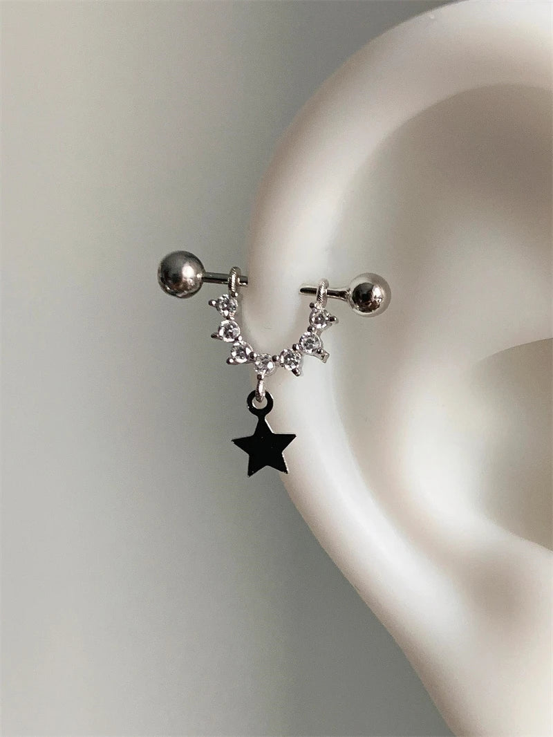 1 PCS Star Silver Color 316L Stainless Steel Ear Bone Nail for Women New Fashion Allergy Prevention Jewelry Gifts.