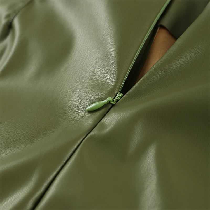 Stylish Leather Solid Jacket Pants Set Women Stand Collar Zipper Coat Loose Trousers Sets Female 2025 Autumn Fashion Streetwears