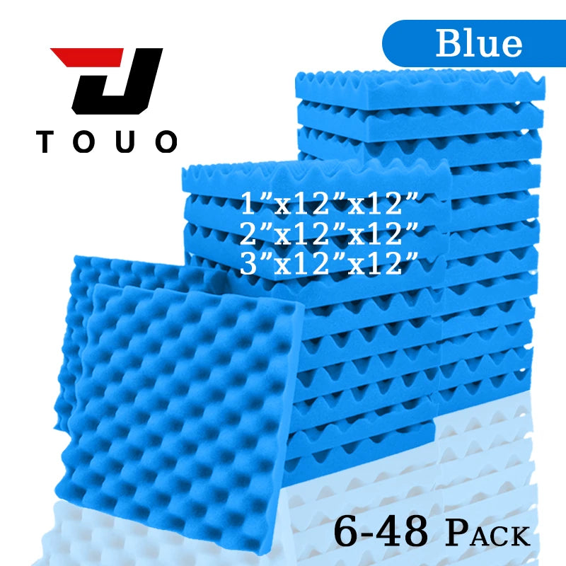 TOUO 6-48 Pack Acoustic Panels Sound Proof Foam Panels Wall Soundproofing Acoustic Foam Panels  Flame Retardant