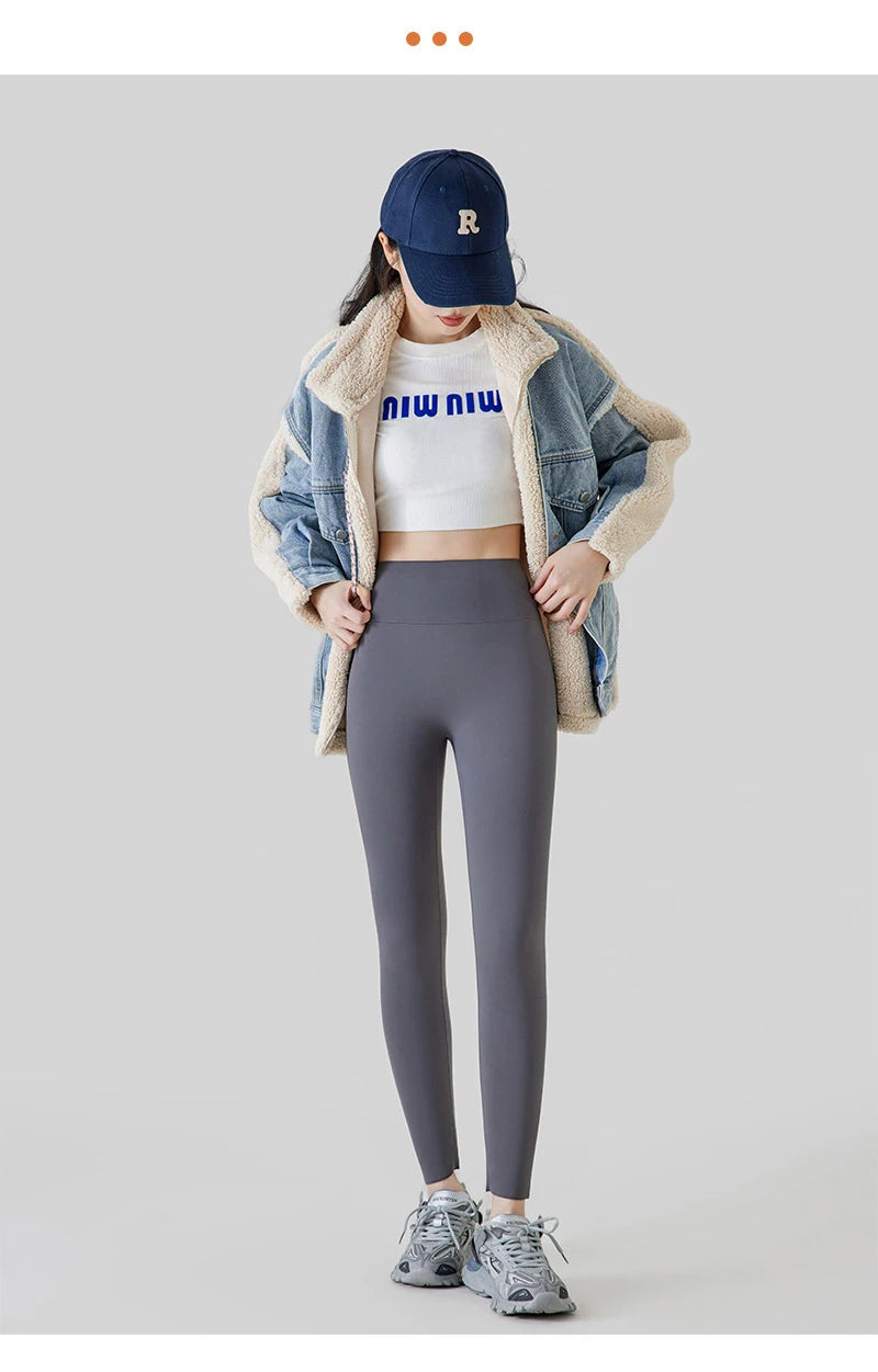 BIVIGAOS Autumn High Waist Seamless Rabbit Fleece Shark Leggings Women Winter Clothes Warm Leggings Sexy Slim Casual Leggings.