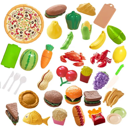 Children's Kitchen Toy Set Simulated Kitchen Cutting Cookware Simulated Fruits Cutting Toys Cooking Accessories for Kids Gift.