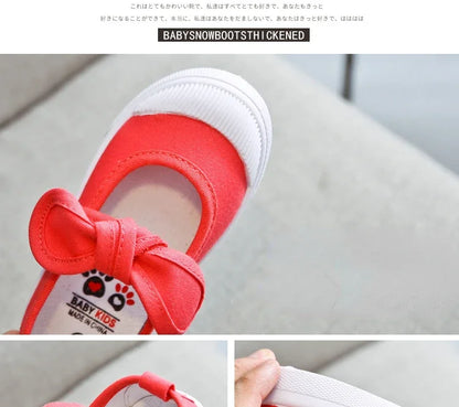 Korean Style Fashion Children Fashion Girls Canvas Shoes Versatile Bow Baby Kids Casual Shoes Simple Classic Candy Color Bowtie.