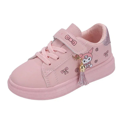 2025 Children's Little White Shoes Girls' Student Flat Bottom Casual Sports Shoes Low Top Spring Korean Plate Shoes.