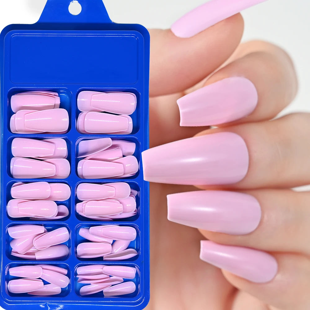 Diamond White Tips For Nails Extension 100pcs Long Fake Ballerina Gel Nail Art Nude White Pink Press On Nails Long Coffin 0.75in.