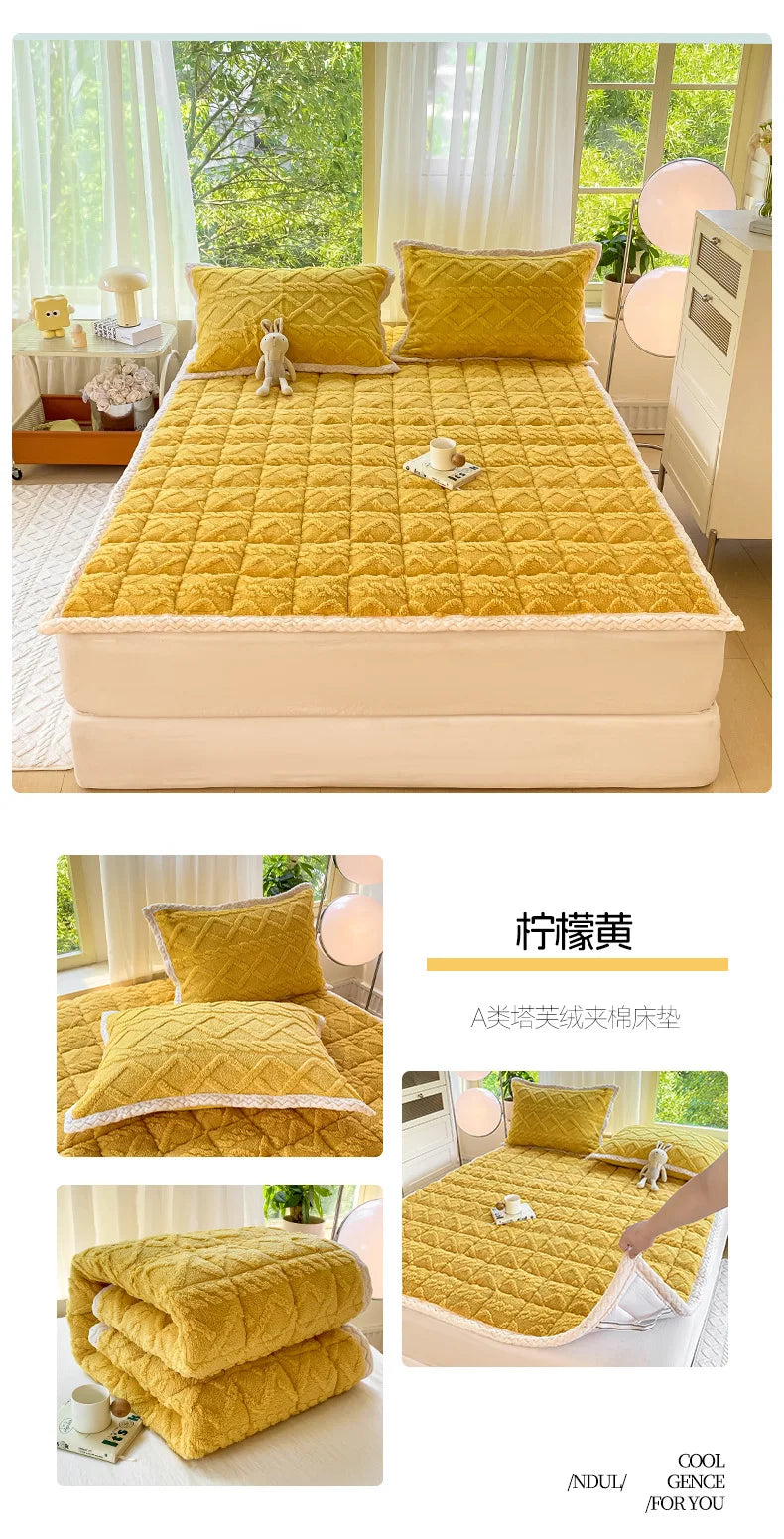 Winter Taft Velvet Mattress Topper Pad Fleece Bedspread Fold Non-slip Thin Tatami Mat Student Dormitory Bed Sheet Mattress Cover