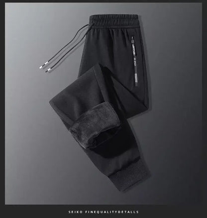 Men's Autumn Winter New Trendy Brand Sportswear Pants Fleece-Lined And Thickened Loose-Fit Straight-Leg Casual Trousers.
