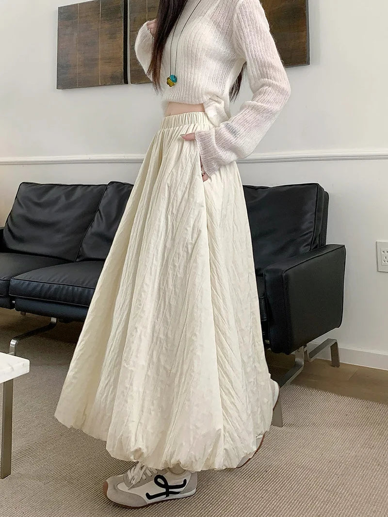 High Quality Cotton-padded Bud Skirts Women  Fall Winter Pocket Long Skirts Female Korean Fashion Apricot Streetwear Faldas 2025.