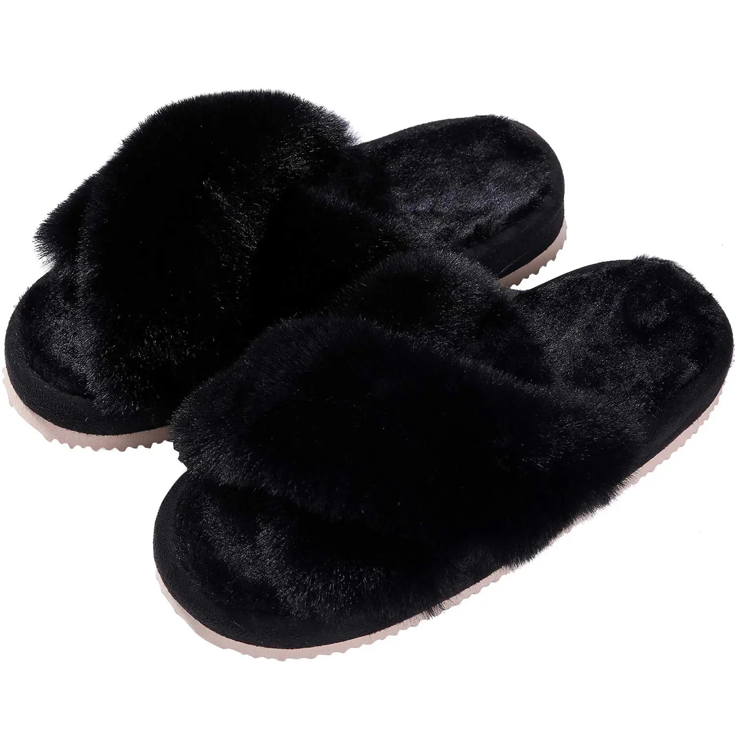 Litfun Fashion Fur Slippers For Women Winter Soft Bottom Cozy Fur Flip Flops Female Indoor Home Fluffy Short Plush Fuzzy Slides.