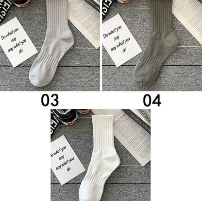New 5 Pairs Cool Men Black White Warm Socks Set Autumn Winter Male Solid Color Sport Short Socks For Men Dropshipping.