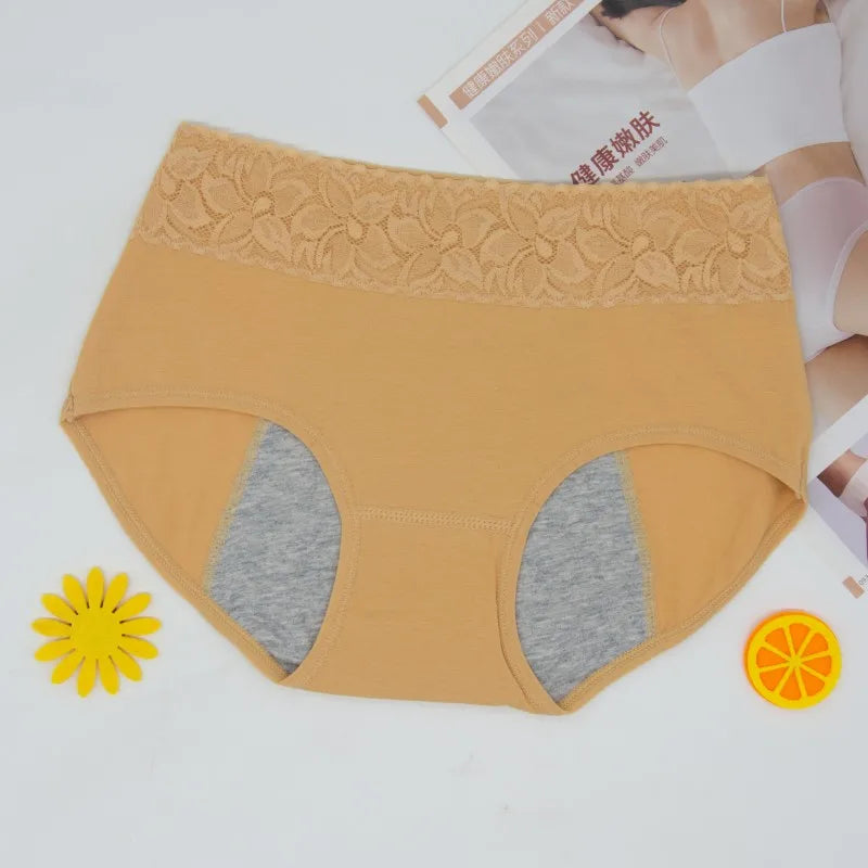 3 Pcs Women's Cotton Briefs Menstruation Underwear Leak Proof Sanitary  With Menstrual Bamboo Fancy Low Waist Slimming Panties.