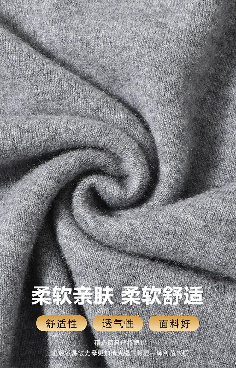 100% Wool. High-quality Men's Warm Sweater, Business Casual Stretchable POLO Shirt, Fall/winter Pullover Knitted Sweater.