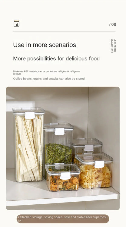 Large Capacity Waterproof Transparent Sealed Jar Multi-size Scene Kitchen Candy Dried Grain Storage With Lid Fridge Storage Tank.