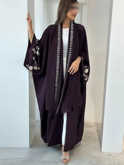 Siskakia Ramadan-Dubai Embroidery Cardigan abaya For Muslim Women's With Hijab Kebaya Moroccan stylish Elegant Clothing.