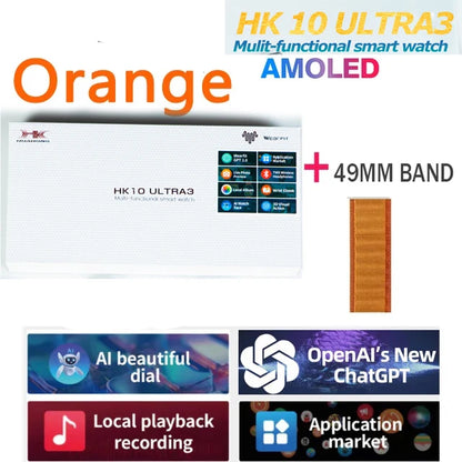 2025 New 49mm HK10 ULTRA 3 Smartwatch HD AMOLED 4G ROM Bluetooth Call Network Chat Robot Clock NFC Compass Smart Watch Men Women.