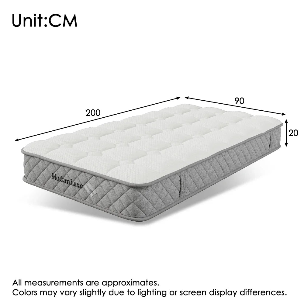 Orthopädische Kaltschaummatratze 90 x 200 cm, Matratze mit 7-Zonen-Taschenfederkernen, mittelfest – OEKO-TEX ®    Zertifiziert