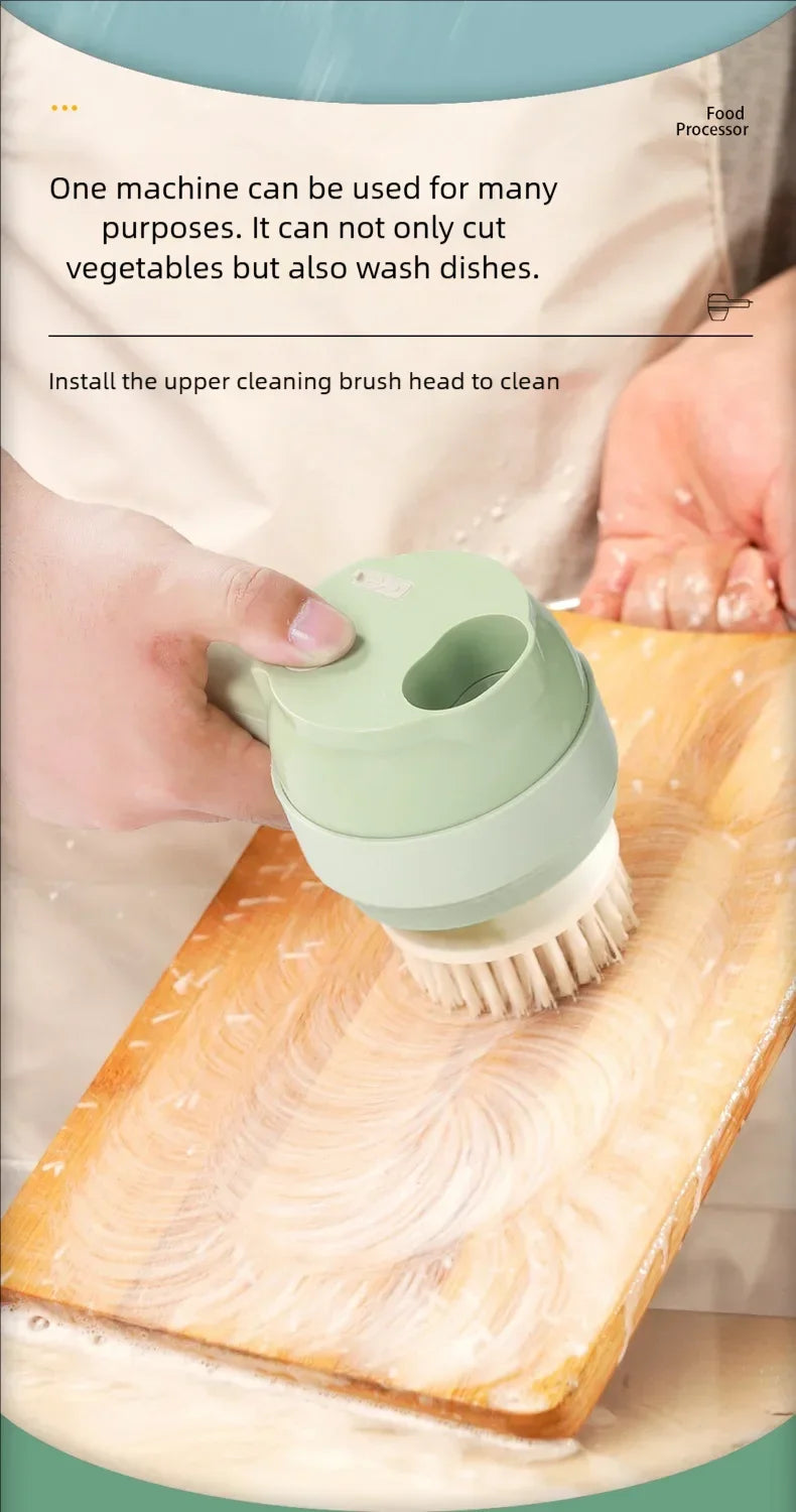 4In1 Electric Vegetable Cutter Set Handheld Wireless Electric Garlic Masher Food Chopper Meat Grinder Machine Food Peel Slice.