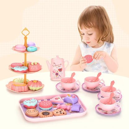 DIY Simulation Tea Food Cake Set Play House Kitchen Afternoon Tea Game Toys Gifts Pretend Play Toy For Children Kids Girls Gift.