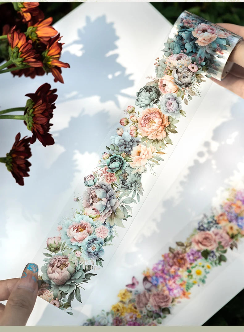 50mm*2m PET Natural Plant Flowers tape Sticker Decorative collage Adhesive Diy Scrapbooking hand made Masking tape.