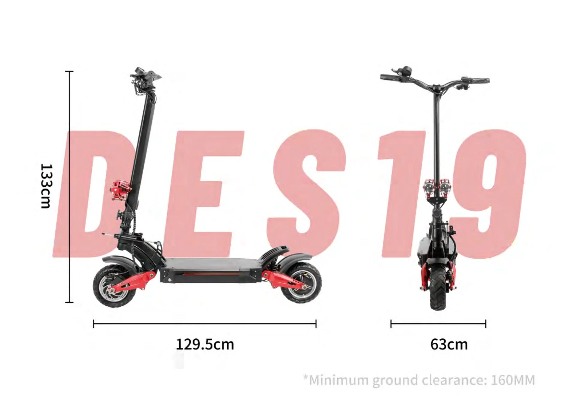 DECE DES20 Adult Electric Scooter 1200W*2 Motor E-Scooter  52V18AH Battery 10 Inch Tire City Escooter.