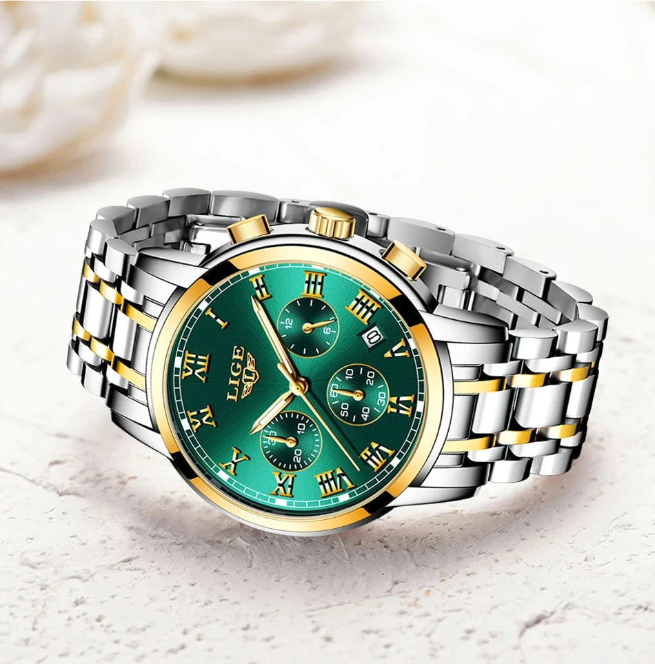 LIGE 2024 New Fashion Women Watches Ladies Top Brand Luxury Creative Steel Women Bracelet Watches Female Quartz Waterproof Watch.